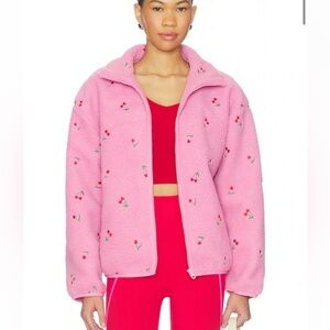 NEW BEACH RIOT bennie long sleeve jacket in pink mon cheri - women’s large